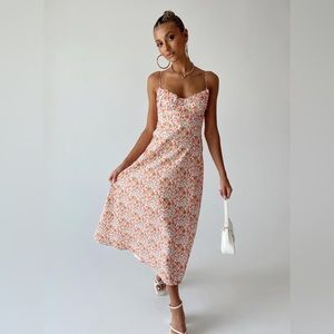 Princess Polly Women's Multicolor Floral Print Amara Midi Dress - Size 2